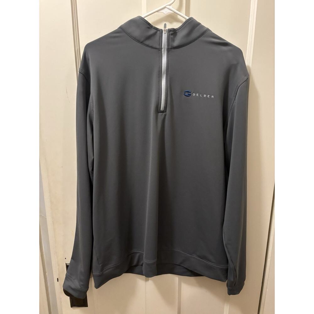 Peter Millar Perth 1/4 Zip Mens XL Grey Pullover Performance Quarter Zip Logo